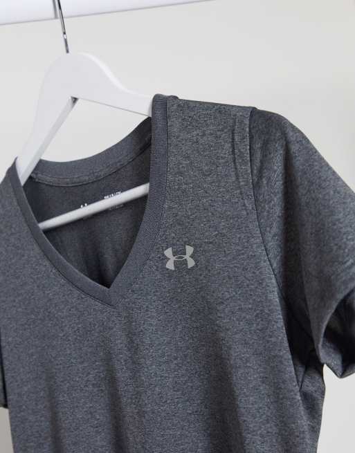 Under Armour Training tech v neck t shirt in grey ASOS