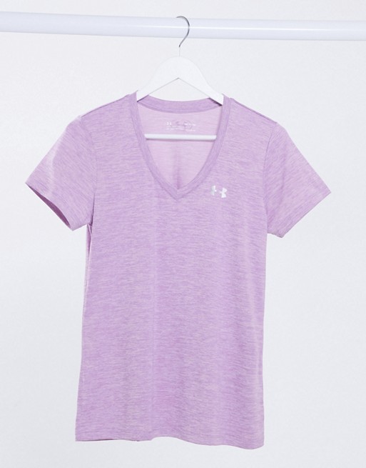 Under Armour Training tech v-neck t-shirt in purple marl