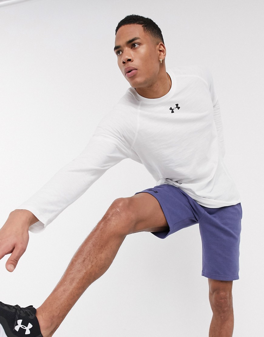 Under Armour Training - Top a maniche lunghe in cotone Charged Cotton bianco
