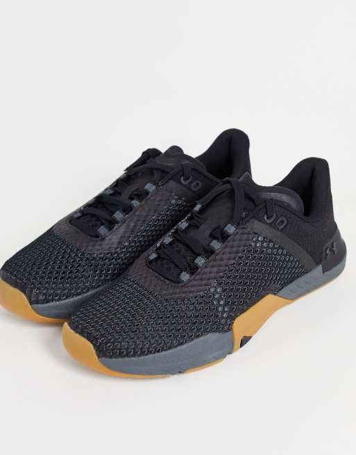 Under Armour Training TriBase Reign 4 trainers in black and gum | ASOS