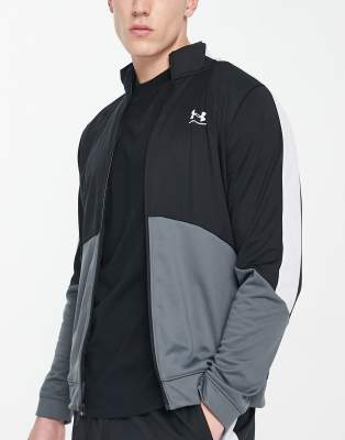 Under Armour Training Tricot colourblock jacket in grey black white - ASOS Price Checker