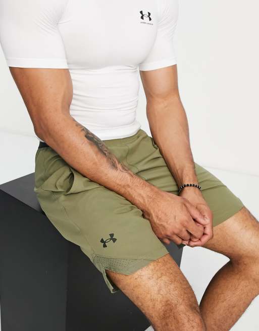 Under Armour Training Vanish woven shorts with branded waistband in khaki