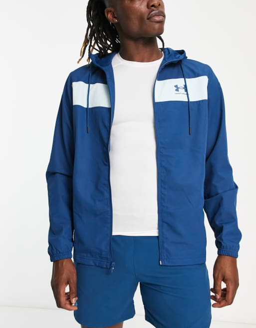 Under armour blue on sale windbreaker