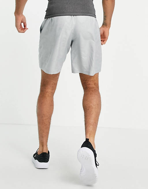  Under Armour Training woven emboss logo shorts in grey camo 