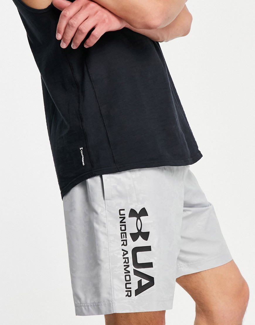 Under Armour Training woven embossed logo shorts in gray camo-Grey