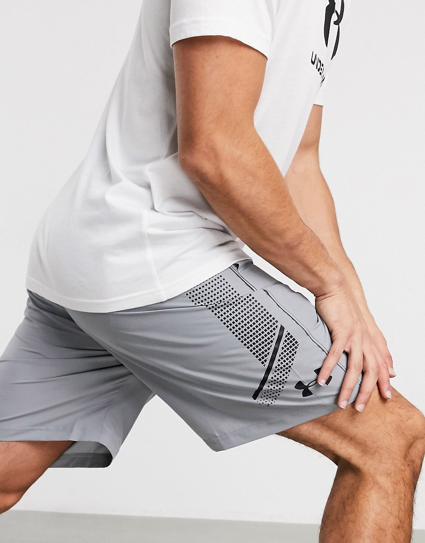 Under Armour Training woven graphic logo shorts in gray-Grey