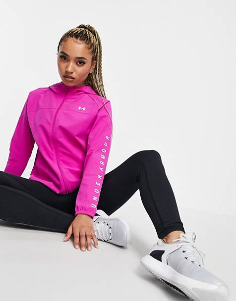 Under Armour Training woven hooded jacket in pink