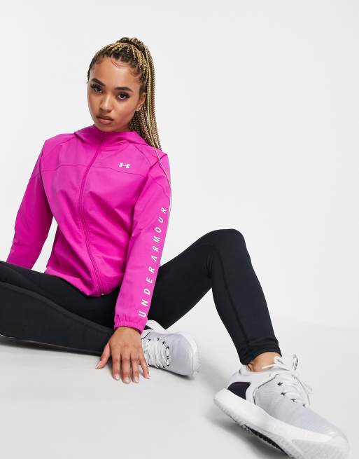 Under Armour Training woven hooded jacket in pink