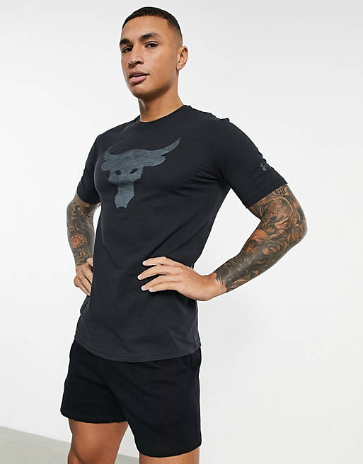 Under Armour Training x Project Rock bull print t-shirt in black | ASOS