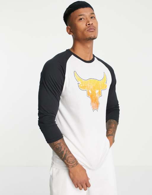 Under Armour Training x Project Rock Iron raglan long sleeve t shirt in black and white