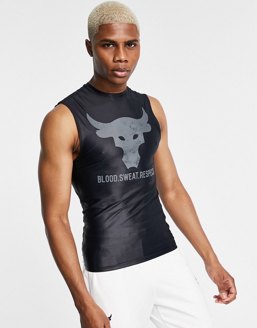 under armour training x project rock isochill sleeveless t-shirt in black