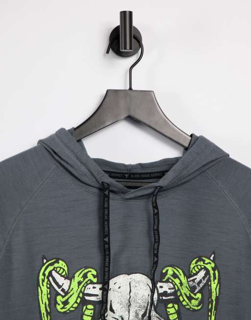 Under Armour Training x Project rock - T-shirt met capuchon, korte mouwen en print in grijs, 3 van 4