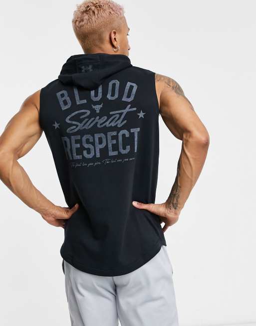 Moletom Under Armour Project Rock Terry Sleeveless Hoodie Bege