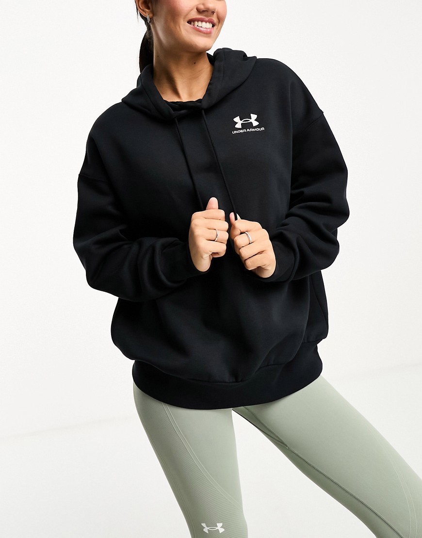 Under Armour Unstoppable oversized fleece hoodie in black