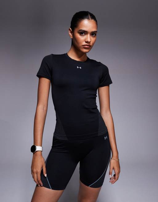 Under Armour – Vanish – Czarno-stalowy bezszwowy T-shirt  , 2 z 4
