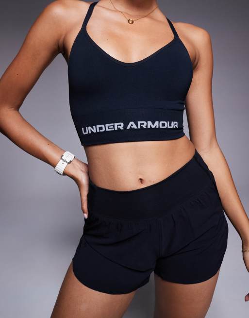 Under Armour Vanish seamless sports bra in black and steel, 4 of 4