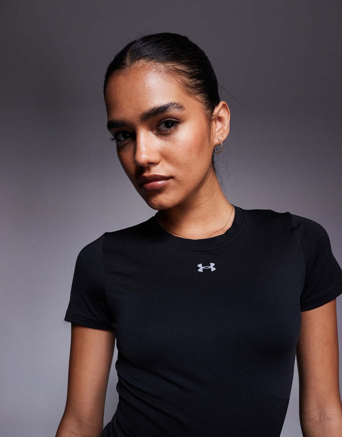 Under Armour Vanish seamless t-shirt in black and steel
