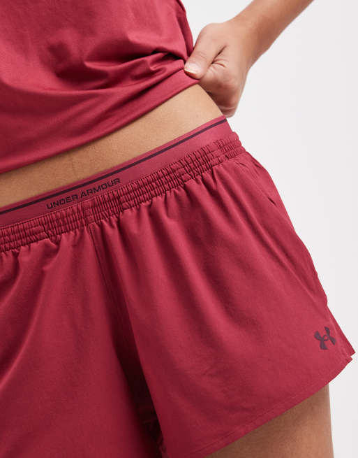 Under Armour Vanish woven 3-inch shorts in burgundy, 3 of 5