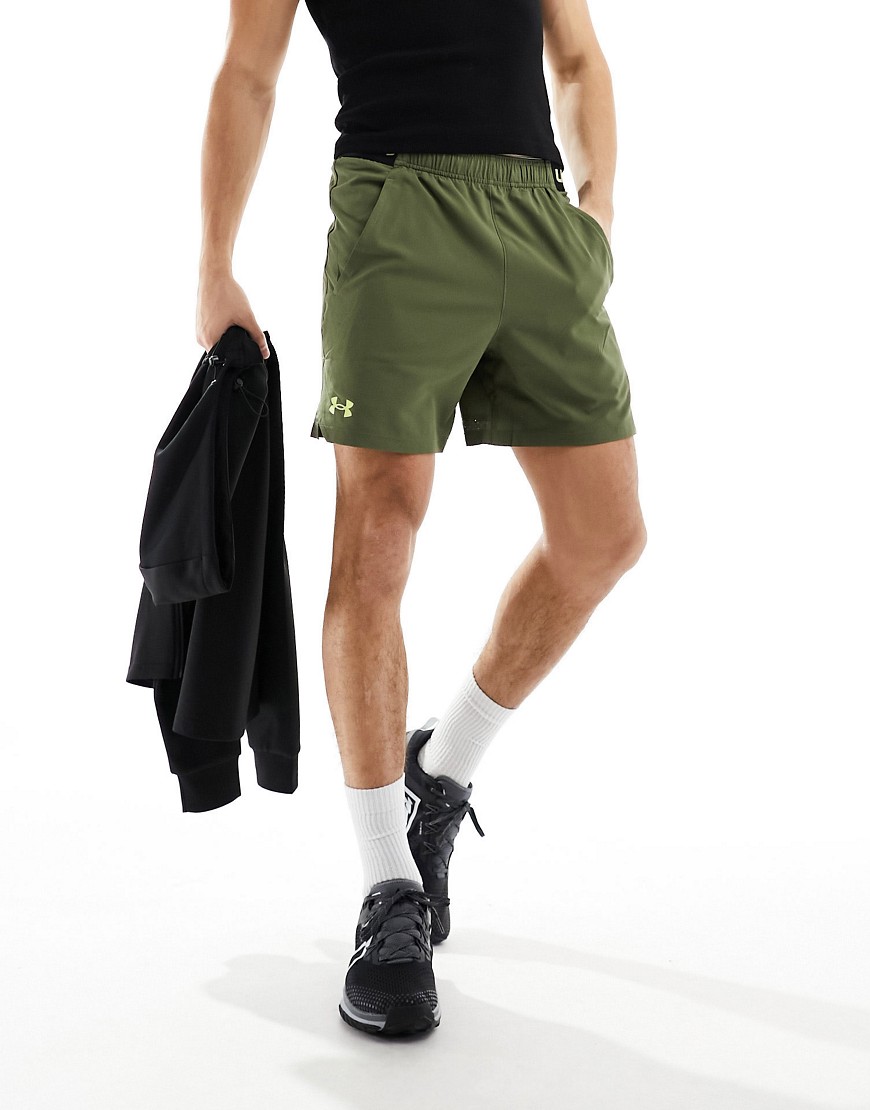 Under Armour Vanish woven 6 inch shorts in khaki-Green
