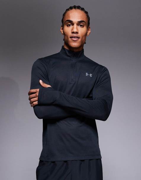 Under Armour – Velociti – Czarny T-shirt do biegania z suwakiem pod szyją - view 1