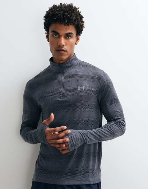 Under Armour – Velociti – Grå t-shirt med kvartslång dragkedja - view 1