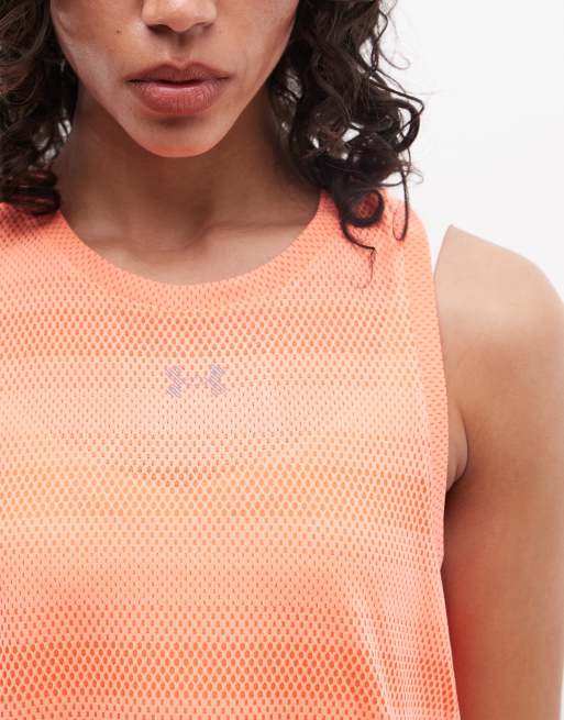 Under Armour – Velociti – Mandarynkowy top bez rękawów do biegania, 3 z 4