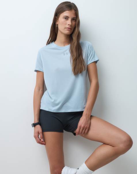 Under Armour Velociti short sleeve running t-shirt in blue fog - view 1