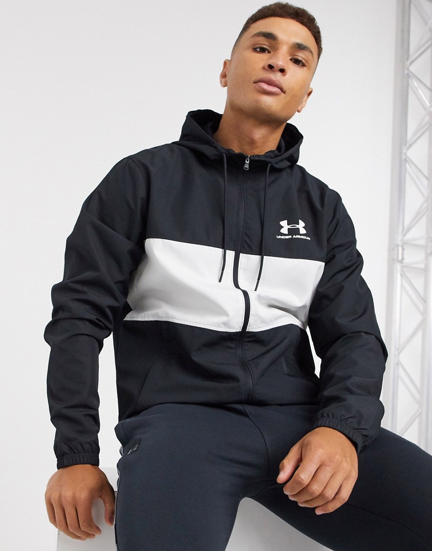 Under Armour windrunner hooded jacket in black and white