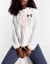 Under Armour Rush Woven Full Zip Jacket in white and orange