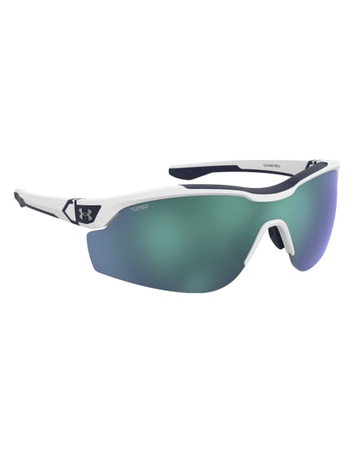 Under Armour - Yard - Gafas de sol blancas rectangulares con lentes azules, 4 de 4