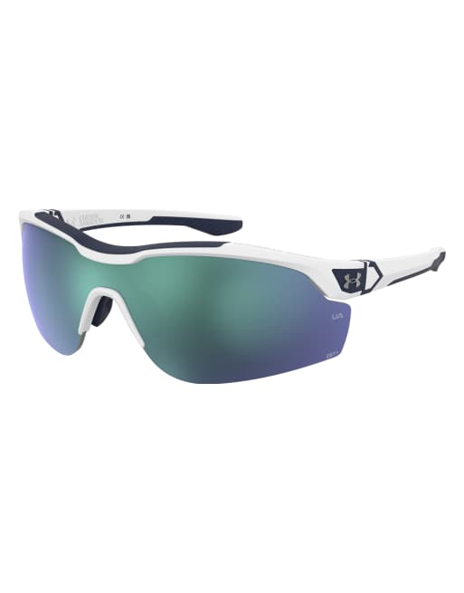 Under Armour Yard pro rectangular sunglasses with blue lenses in white - WHITE, 2 of 4