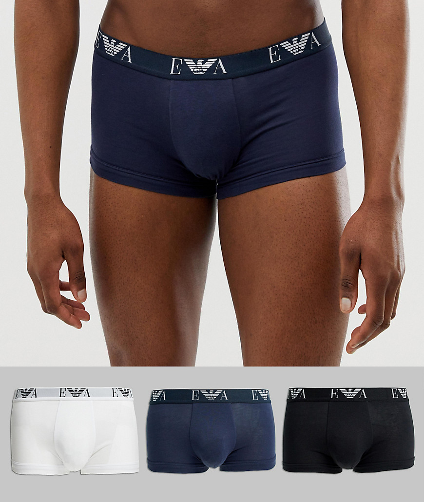 Underbukser med logo i 3-pak med hvid/sort/marineblå fra Emporio Armani