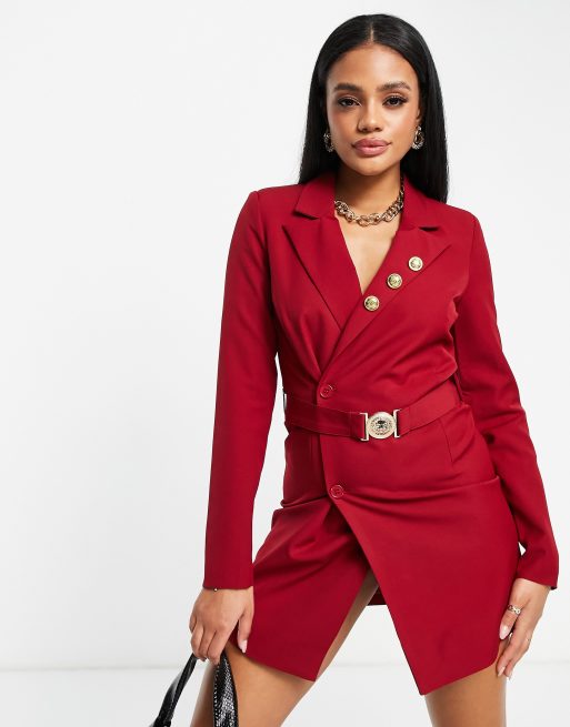 Red belted blazer store dress