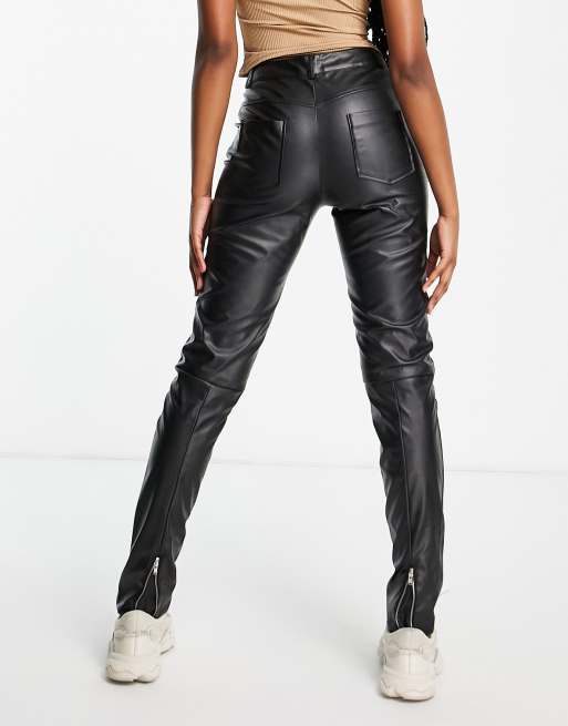 Unique 21 biker PU trousers in black, 2 of 4