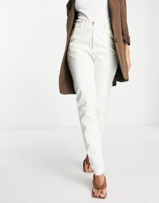 Unique 21 biker PU trousers in cream - ASOS Price Checker