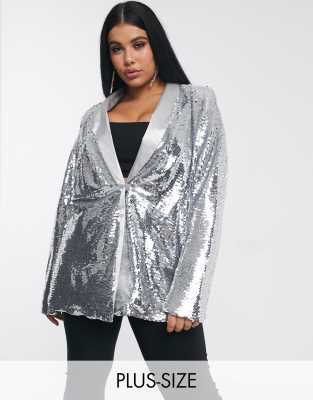 pailletten blazer silber