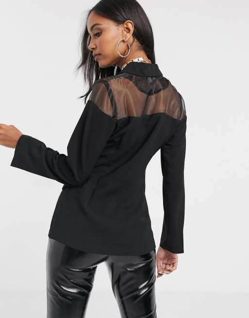 Sheer on sale black blazer