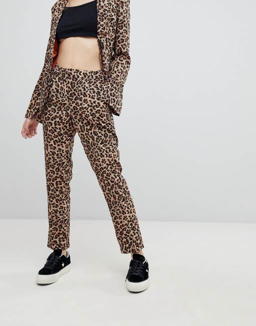 Unique 21 Cigarette Trousers In Leopard Print Co Ord