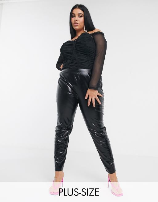 Plus size outlet leather trousers