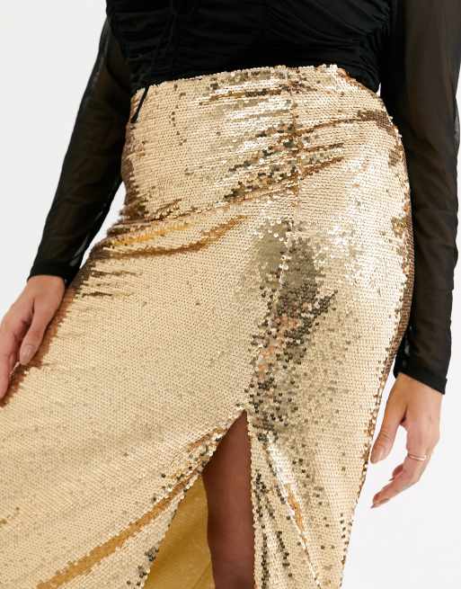 Plus size 2025 gold pencil skirt