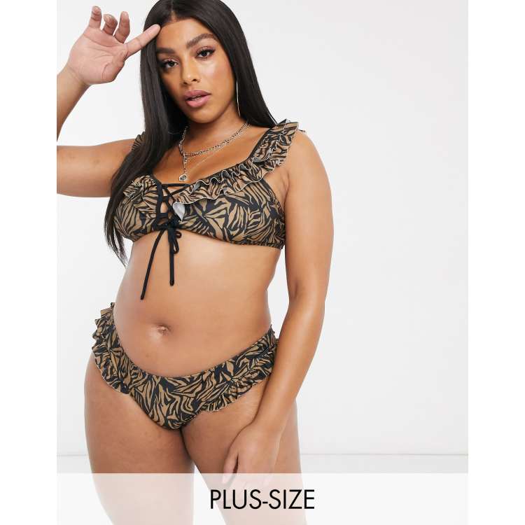 Frill bikini top plus size on sale