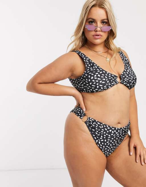 Unique 21 Hero Plus - Slip bikini con anello a pois astratti, 4 di 4