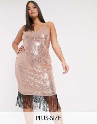 gold sequin slip dress