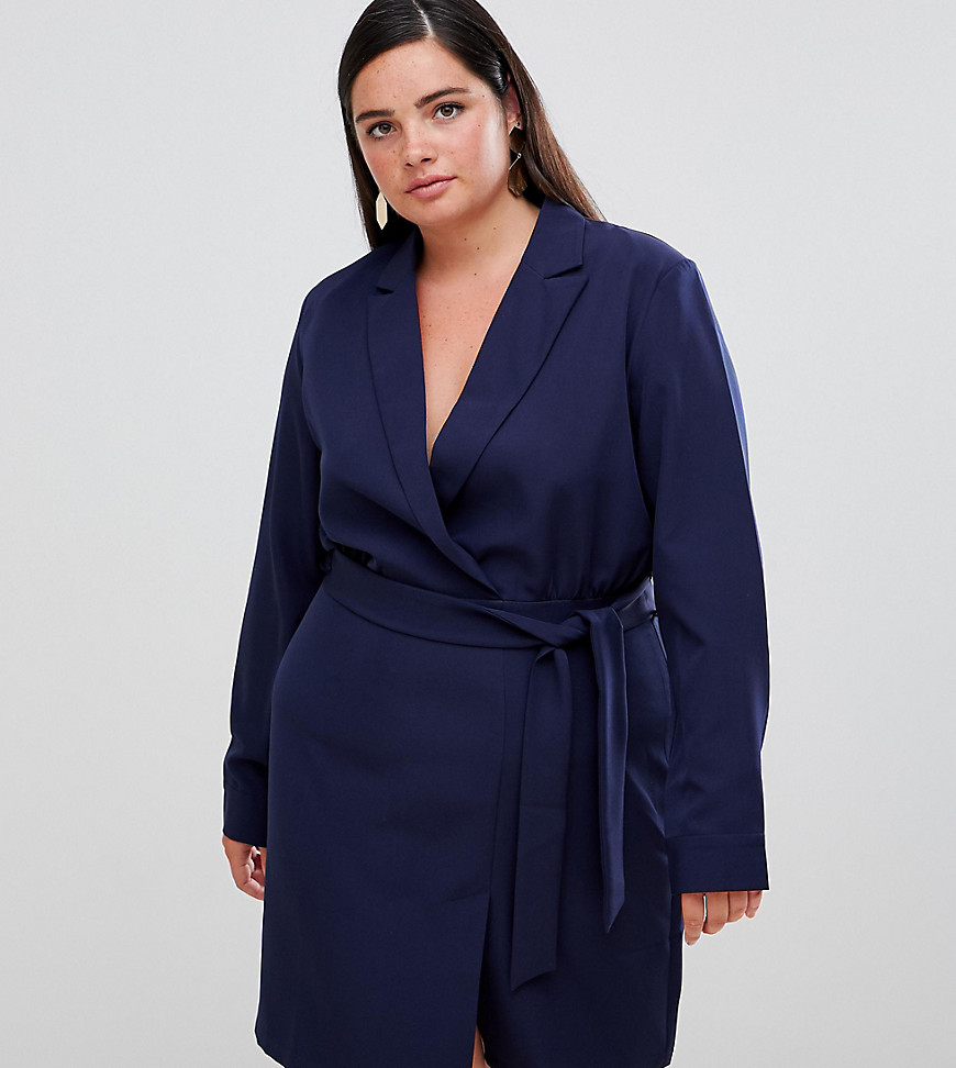 Unique 21 Hero tailored dress with belt-Navy