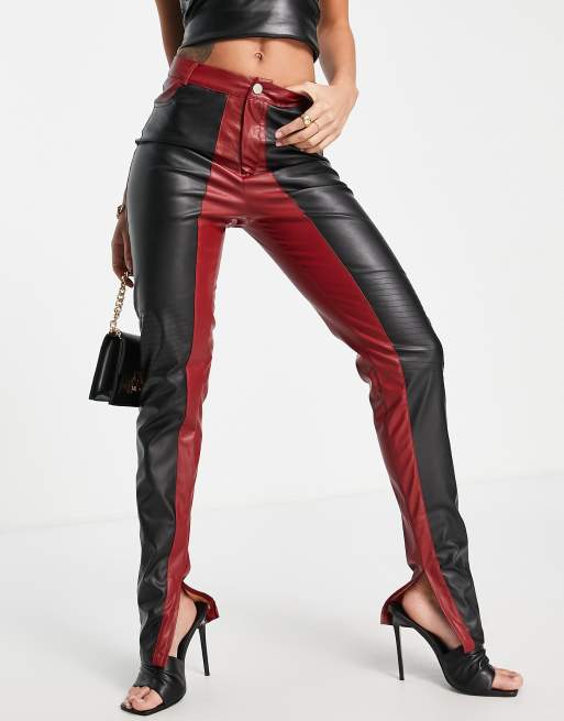 Unique 21 – Hose aus PU in Schwarz und Rot