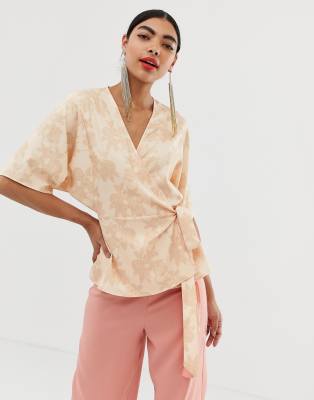 Jonnie Jacquard Wrap Top Raspberry Rose