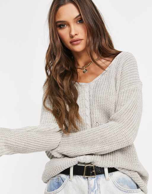 Unique 21 - Jumper med v-hals i havre