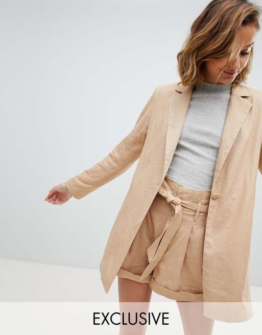 Tan clearance longline blazer