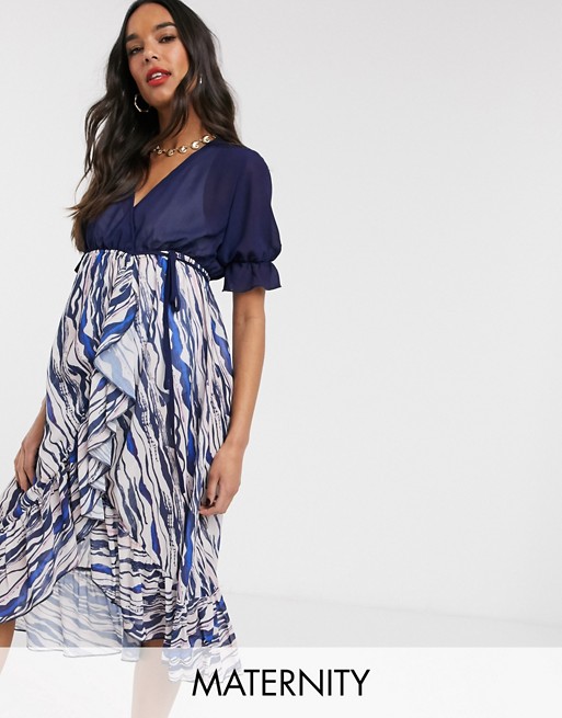 Unique21 Maternity Abstract Stripe Wrap Dress