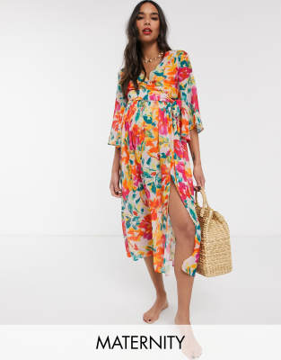 tropical maternity maxi dress